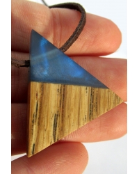 Necklace Wood Triangle Blue