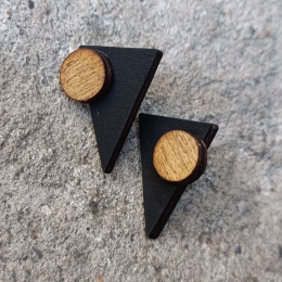 Earrings Geometric Middle Triangle Black