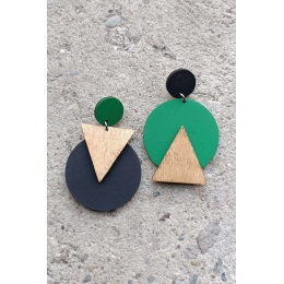 Earrings Geometric Green