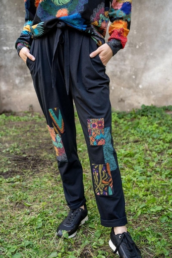 Trousers Knot It Patchwork Black