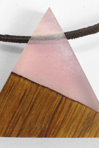 Necklace Wood Triangle Light Pink