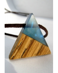 Necklace Wood Triangle Blue