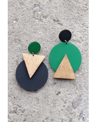 Earrings Geometric Green