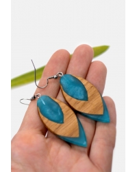 Earrings Wood Leaf Azure