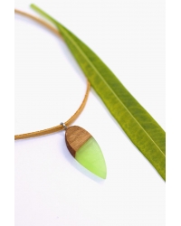 Necklace Wood Leaf Green