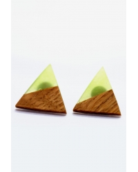 Earrings Wood Triangle Green